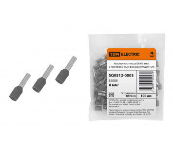 Наконечник-гильза Е4009 4мм2 с изолированным фланцем (100шт) TDM