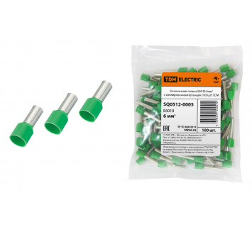 Наконечник-гильза Е6018 6мм2 с изолированным фланцем (100шт) TDM