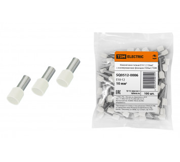 Наконечник-гильза Е10-12 10мм2 с изолированным фланцем (100шт) TDM