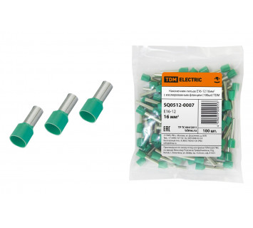 Наконечник-гильза Е16-12 16мм2 с изолированным фланцем (100шт) TDM