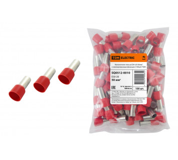 Наконечник-гильза Е50-20 50мм2 с изолированным фланцем (100шт) TDM