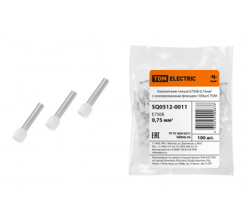 Наконечник-гильза Е7508 0,75мм2 с изолированным фланцем (100шт) TDM