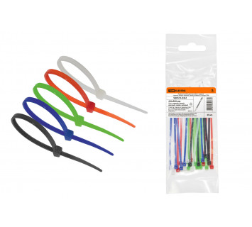 Хомуты 4,8х300 цветные набор  5 цветов (черный, белый, красный, синий, зеленый) (25 штук) TDM