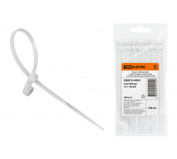 Хомут нейлоновый с монтажным отверстием 3,5х100 мм (белый) (100шт) TDM