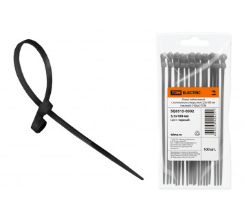 Хомут нейлоновый с монтажным отверстием 3,5х100 мм (черный) (100шт) TDM