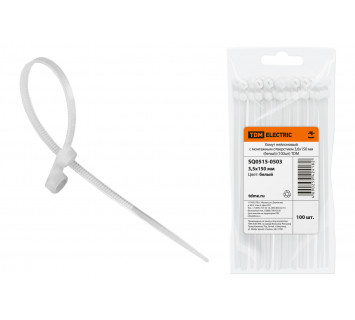 Хомут нейлоновый с монтажным отверстием 3,6х150 мм (белый) (100шт) TDM