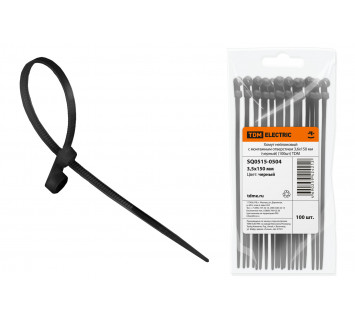 Хомут нейлоновый с монтажным отверстием 3,6х150 мм (черный) (100шт) TDM