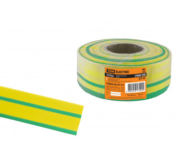 Термоусаживаемая трубка ТУТнг 60/30 желто-зеленая (25 м/ролл) TDM