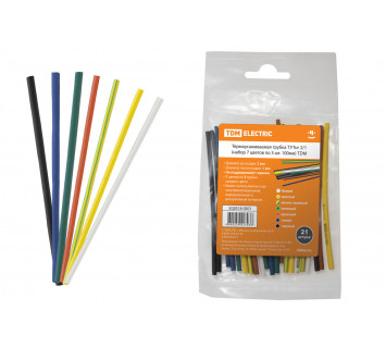 Термоусаживаемая трубка ТУТнг 2/1 набор (7 цветов по 3 шт. 100мм) TDM