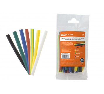 Термоусаживаемая трубка ТУТнг 4/2 набор (7 цветов по 3 шт. 100мм) TDM