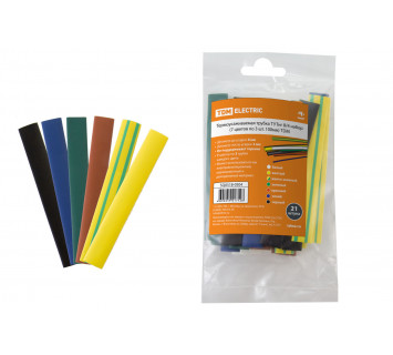 Термоусаживаемая трубка ТУТнг 8/4 набор (7 цветов по 3 шт. 100мм) TDM