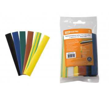 Термоусаживаемая трубка ТУТнг 10/5 набор (7 цветов по 3 шт. 100мм) TDM