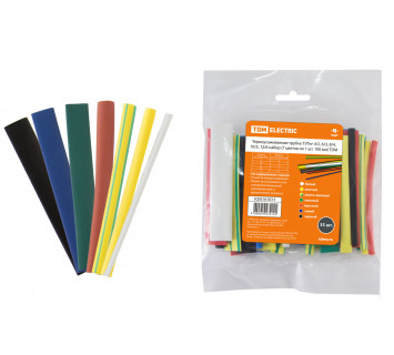 Термоусаживаемая трубка ТУТнг 4/2, 6/3, 8/4, 10/5, 12/6 набор (7 цветов по 1 шт. 100мм) TDM
