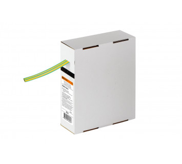 Термоусаживаемая трубка ТУТнг 8/4 желто-зеленая в коробке (10 м/упак) TDM