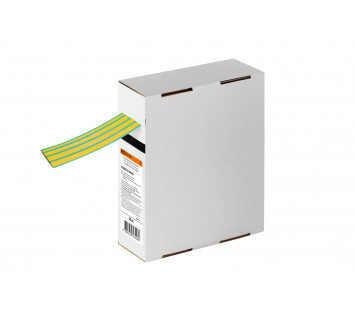 Термоусаживаемая трубка ТУТнг 20/10 желто-зеленая в коробке (10 м/упак) TDM