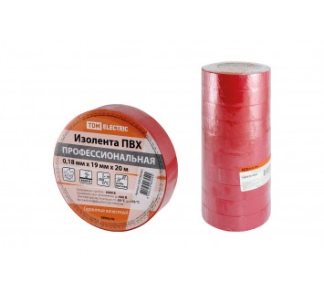 Изолента ПВХ профессиональная 0,18х19мм Красная 20м TDM