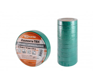 Изолента ПВХ профессиональная 0,18х19мм Зеленая 20м TDM