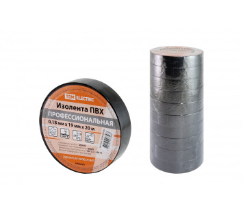 Изолента ПВХ профессиональная 0,18х19мм Черная 20м TDM