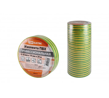 Изолента ПВХ профессиональная 0,18х19мм Желто-зеленая 20м TDM