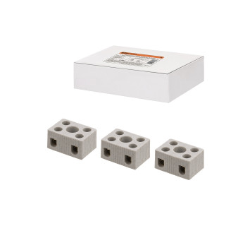 Керамический блок зажимов 10 Ампер 2 пары контактов с крепежным отверстием TDM