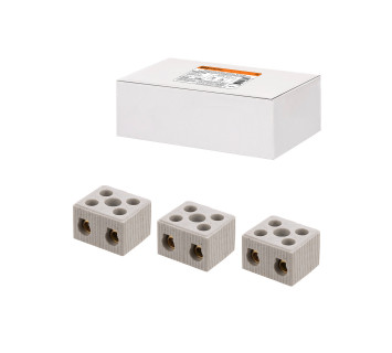 Керамический блок зажимов 50 Ампер 2 пары контактов с крепежным отверстием TDM