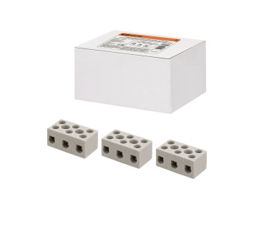 Керамический блок зажимов 10 Ампер 3 пары контактов с крепежным отверстием TDM