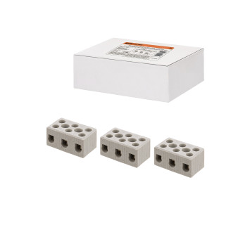 Керамический блок зажимов 15 Ампер 3 пары контактов с крепежным отверстием TDM