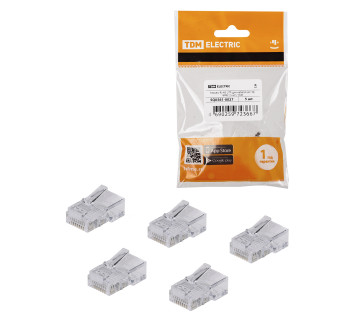 Разъем RJ-45 UTP для кабеля кат. 5Е, 8P8C (5 шт), TDM