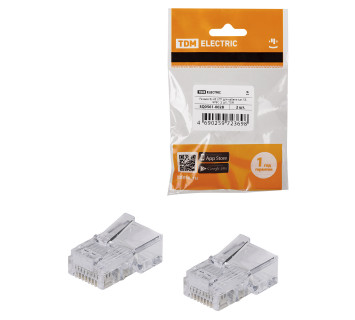 Разъем RJ-45 UTP для кабеля кат. 5Е, 8P8C (2 шт), TDM
