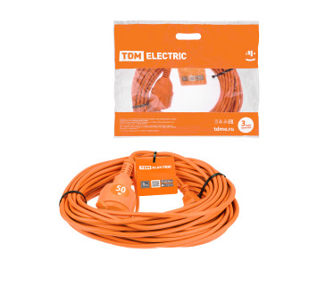 Удлинитель-шнур силовой УШз16 TDM (штепс. гнездо, 50м ПВС 3х1,0)
