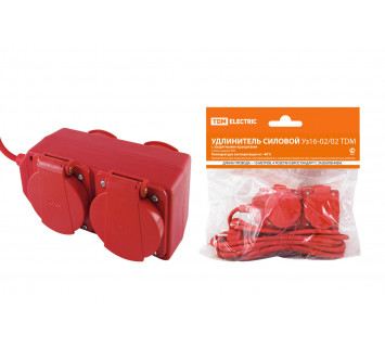 Удлинитель силовой Уз16-02/02 TDM (с крышками IP44, 4 места/10м КГ 3х1,5)