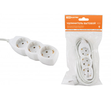 Удлинитель бытовой  У03  3 гнезда, 5метров, с заземлением ПВС  3х1мм2  16А/250В TDM