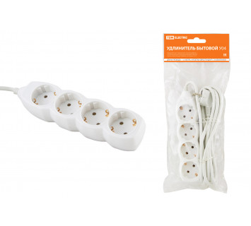 Удлинитель бытовой  У04  4 гнезда, 1,5метра, с заземлением, ПВС 3х1мм2  16А/250В TDM