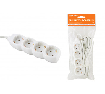 Удлинитель бытовой  У04  4 гнезда, 3метра, с заземлением, ПВС 3х1мм2  16А/250В TDM