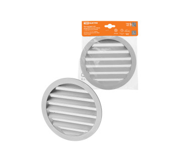 Решетка вентиляционная круглая алюминиевая с москитной сеткой, с фланцем d160, внеш. D185, TDM