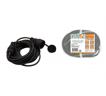 Удлинитель-шнур силовой каучук, КГ, IP44, штепс. гнездо с/з, 3500 Вт, 40 м Народный