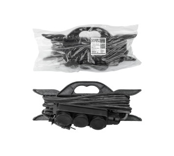 Удлинитель-шнур силовой на рамке, каучук, КГ, IP44, 3 гнезда с/з, 3500 Вт, 10 м Народный