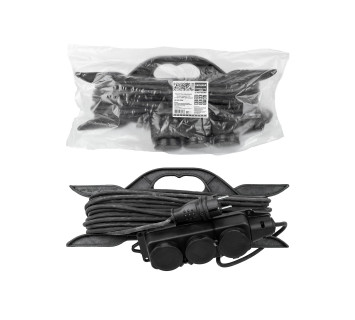 Удлинитель-шнур силовой на рамке, каучук, КГ, IP44, 3 гнезда с/з, 3500 Вт, 20 м Народный