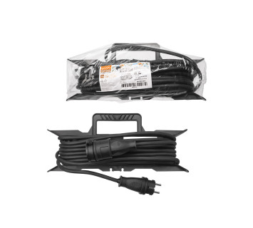 Удлинитель-шнур силовой на рамке, каучук, КГ, IP44, штепс. гнездо с/з, 4000 Вт, 10 м Народный