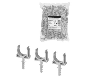 Крепеж-клипса для трубы 25 мм с дюбелем (100 шт.) серая TDM