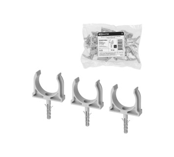 Крепеж-клипса для трубы 32 мм с дюбелем (25 шт.) серая TDM