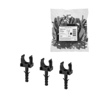Крепеж-клипса для трубы 16 мм с дюбелем (100 шт.) черная TDM