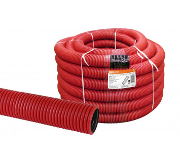 Труба гофрированная двустенная ПНД d 40 с зондом (20 м/уп.) красная TDM