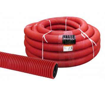 Труба гофрированная двустенная ПНД d 160 с зондом (50 м/уп.) красная TDM