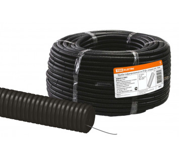 Труба гофрированная ПНД d 16 с зондом (100 м) легкая черная TDM