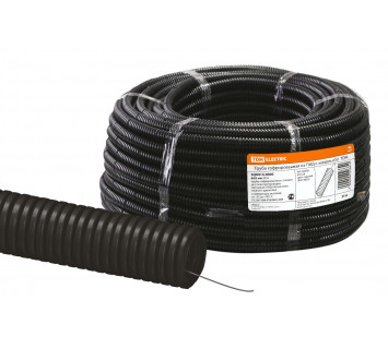 Труба гофрированная ПНД d 50 с зондом (25 м) легкая черная TDM