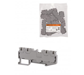 Зажим клеммный безвинтовой ЗКБ быстрого зажима 4 вывода 4 мм2 32А серый (Ph-C PT 4-QUATTRO) TDM