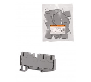 Зажим клеммный безвинтовой ЗКБ быстрого зажима 3 вывода 6 мм2 40А серый (Ph-C PT 6-TWIN) TDM