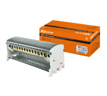 Модульный распределительный блок на DIN-рейку МРБ-125 2П 125А 2х15 групп TDM