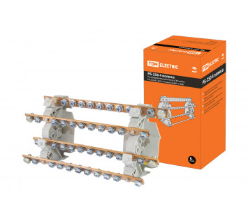 Распределительный блок на DIN-рейку РБ-250 4П 250А (4 шины 10xM6+1хM8) TDM